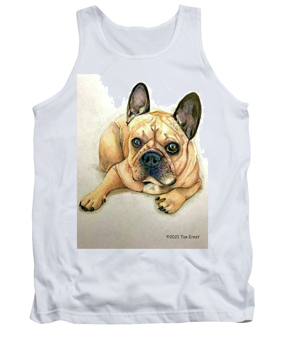 Dog Tank Top featuring the drawing Rocky by Tim Ernst