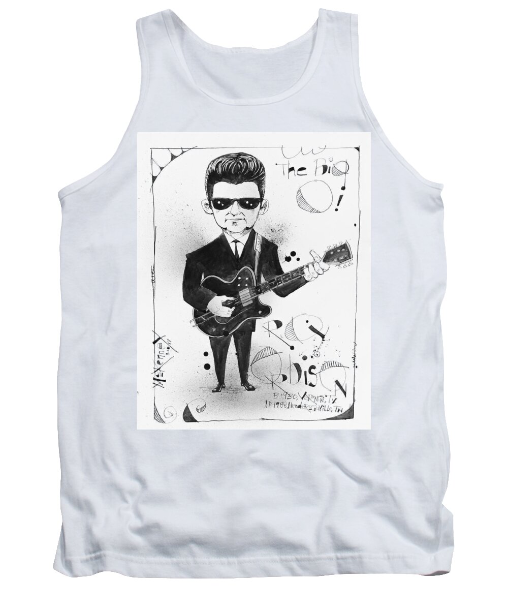 Tank Top featuring the drawing Roy Orbison by Phil Mckenney