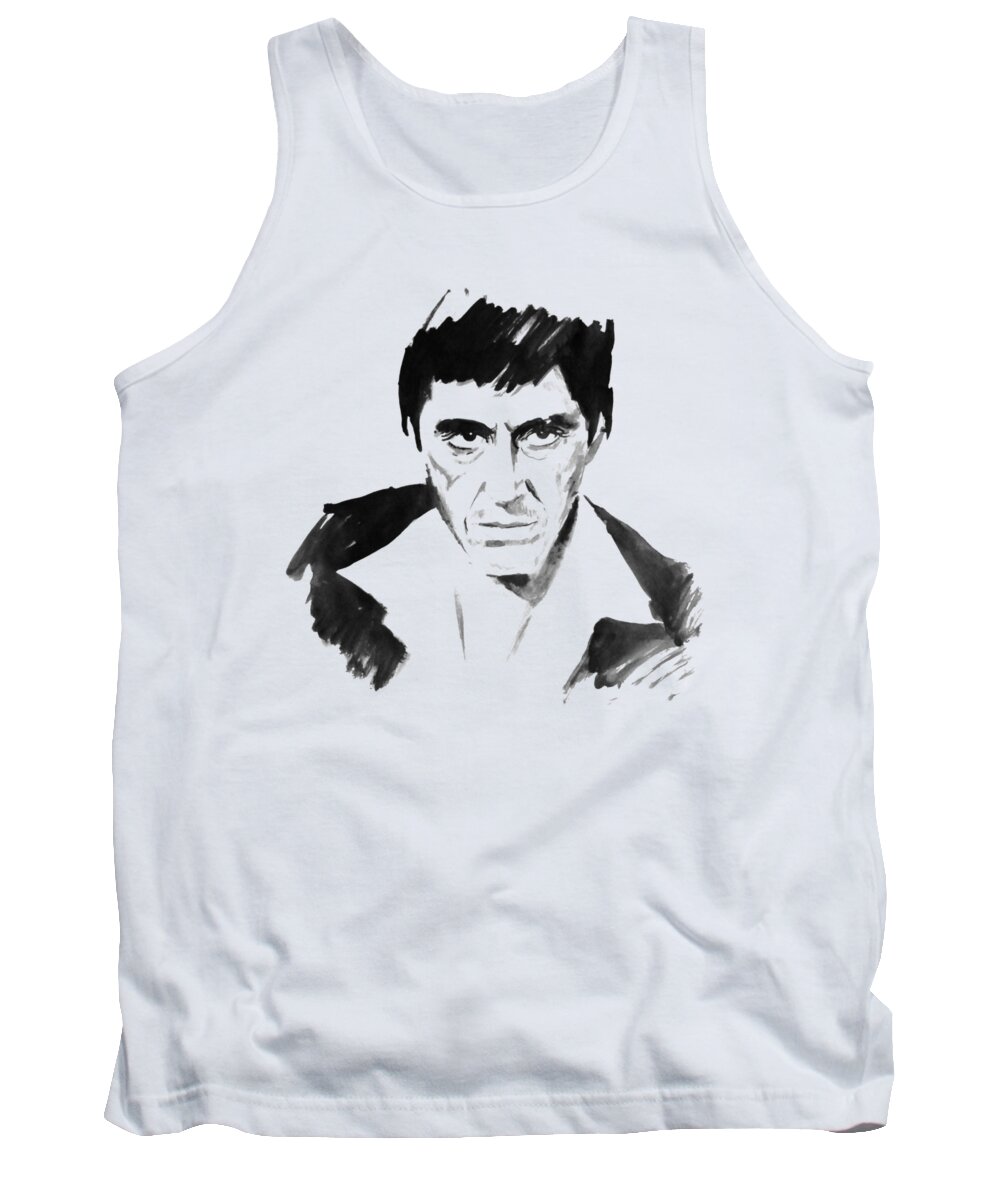Al Pacino Tank Top featuring the painting Scarface by Pechane Sumie