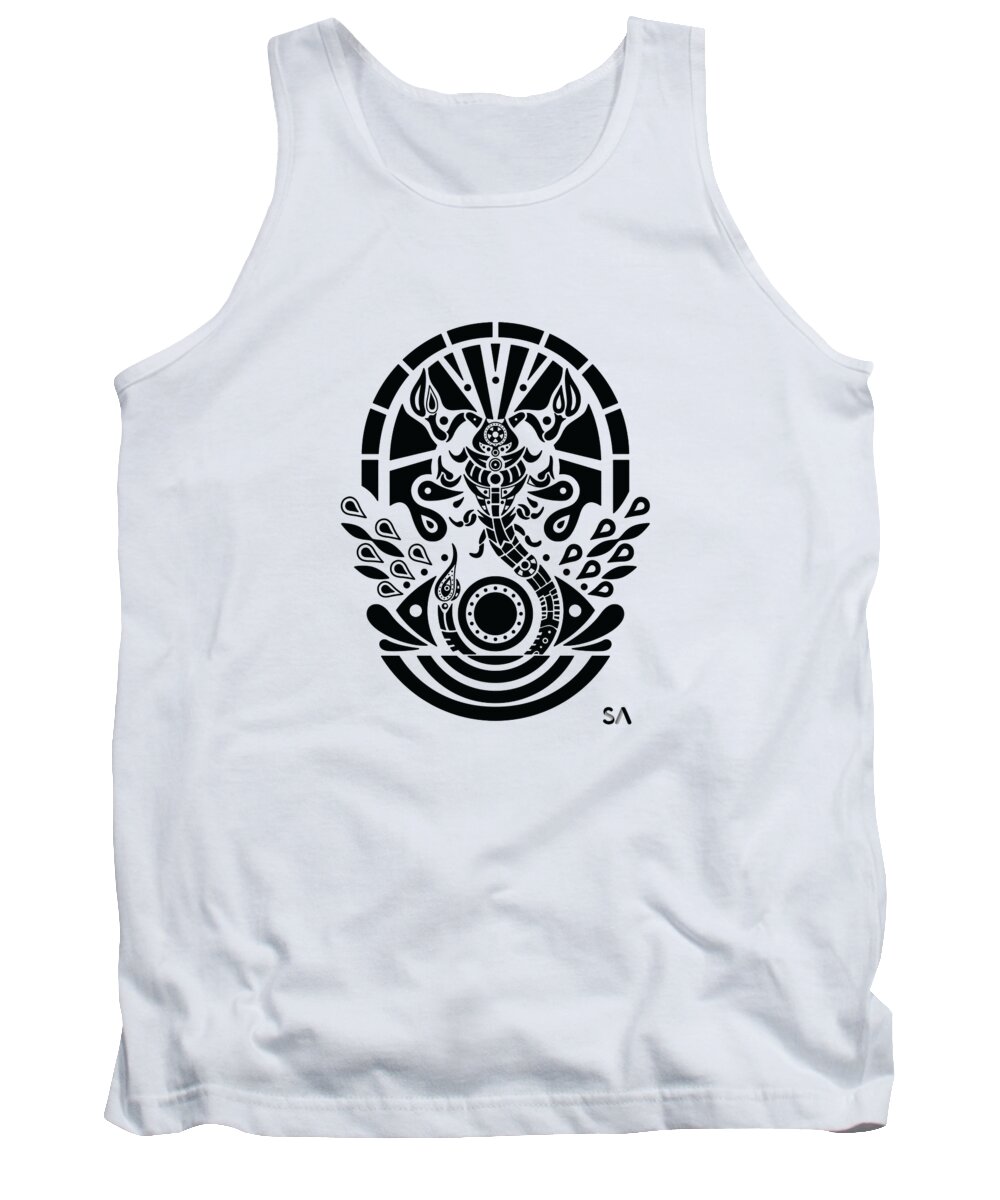 Black And White Tank Top featuring the digital art Scorpion by Silvio Ary Cavalcante