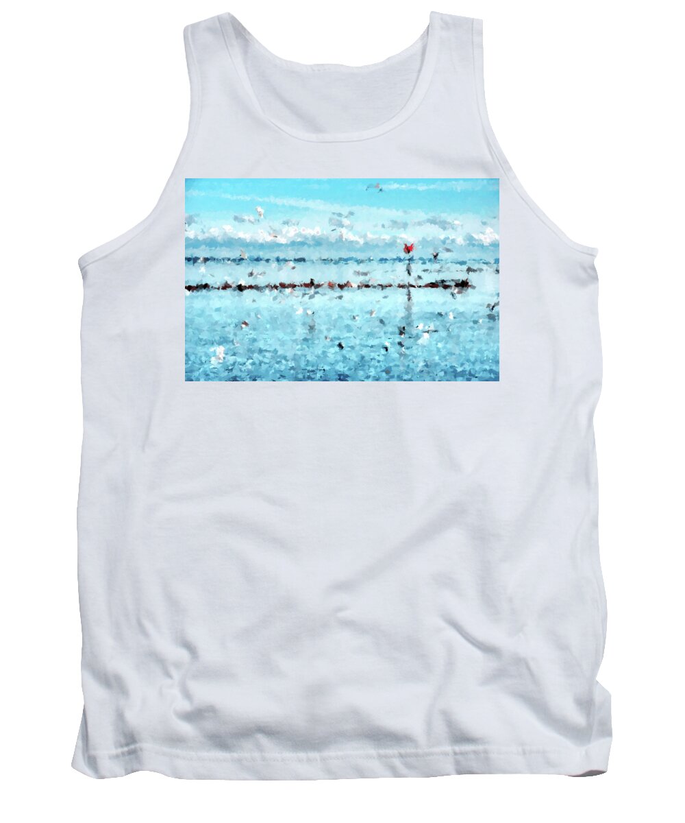 Abstract Seascape Tank Top featuring the painting Sea Breeze by Alex Mir