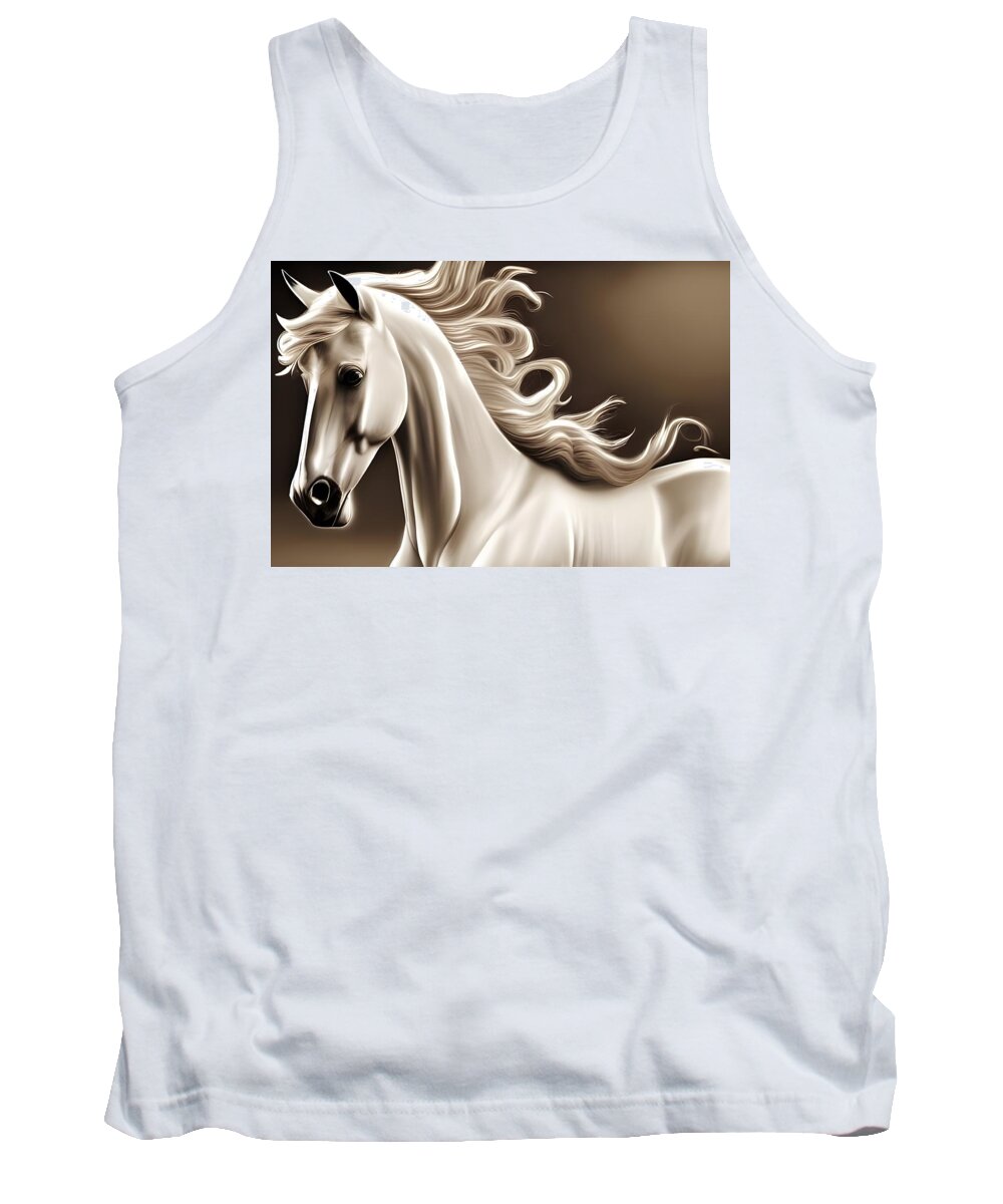 Digital Tank Top featuring the digital art Sepia Horse by Beverly Read