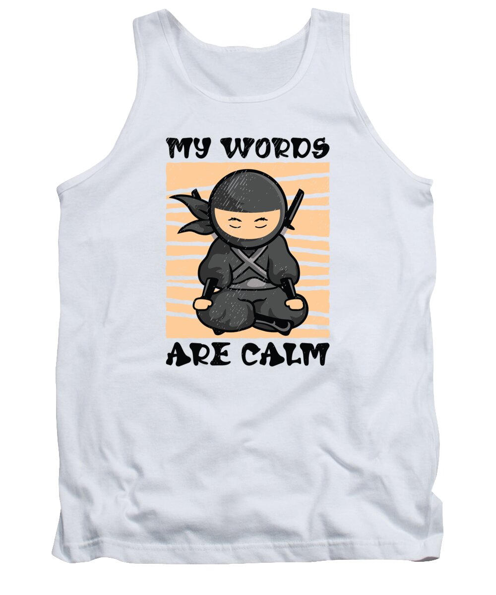 Serenity Tank Top featuring the digital art Serenity Ninja Fan Calm Yoga Lover Peaceful Meditation by Toms Tee Store