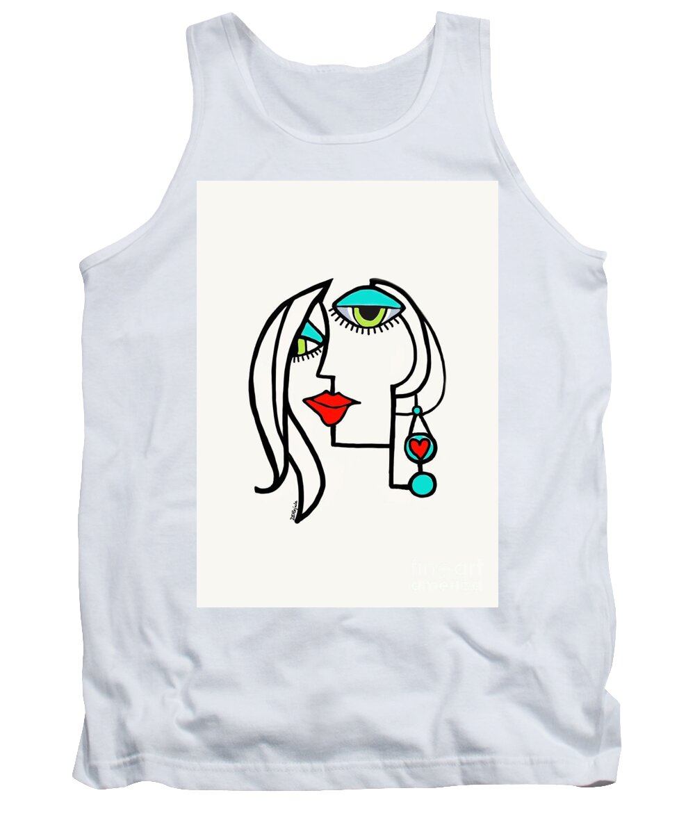 Painting Tank Top featuring the painting Side Eye 3 by Diana Rajala