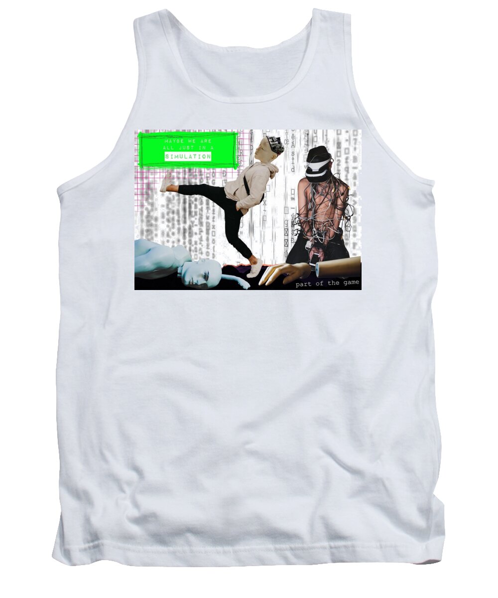 Collage Tank Top featuring the digital art Simulation by Tanja Leuenberger