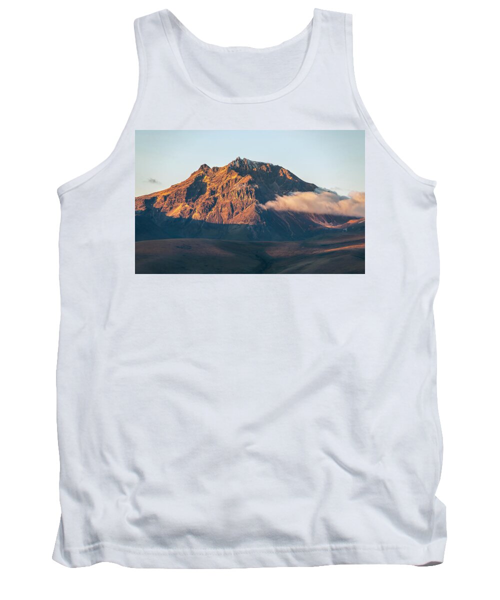 Andes Tank Top featuring the photograph Sincholagua volcano at sunset by Henri Leduc