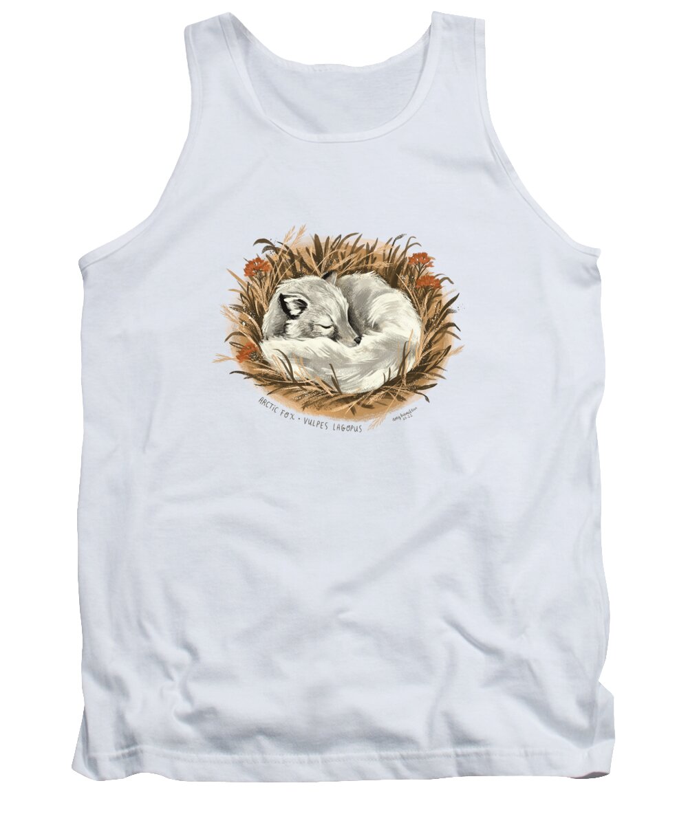 Fox Tank Top featuring the painting Sleeping Arctic Fox by Amy Hamilton
