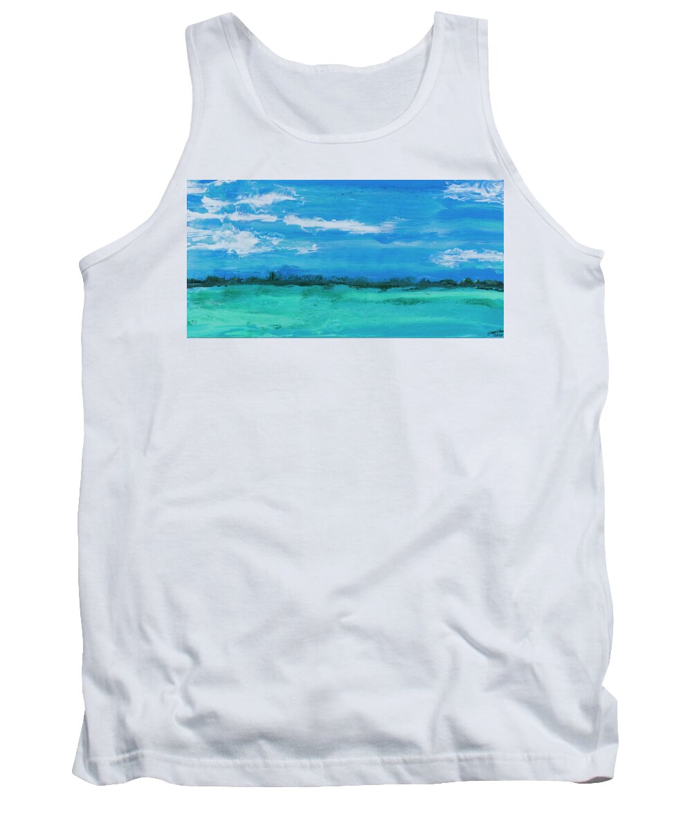 Seascape Tank Top featuring the painting Snipes Point by Steve Shaw