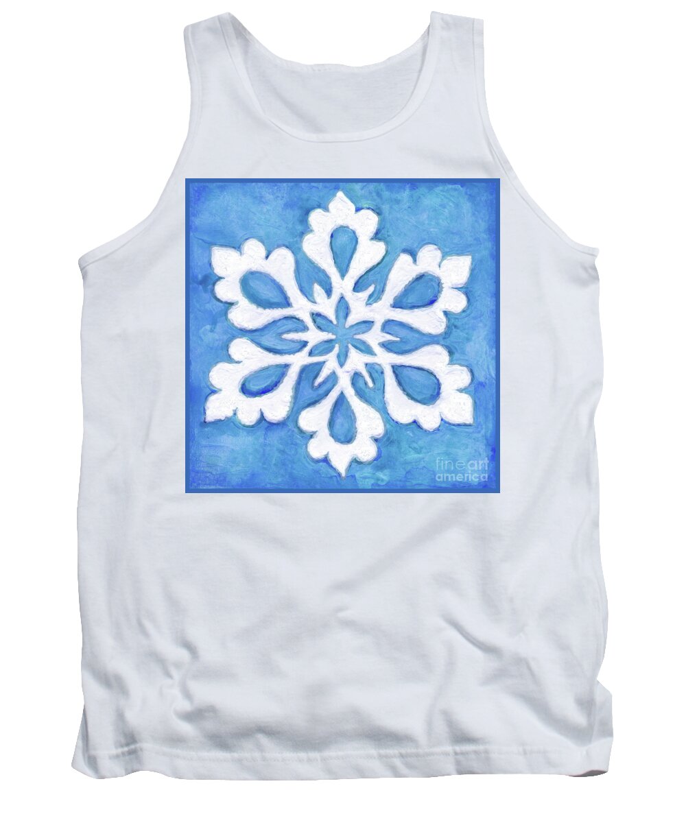 Snowflake Tank Top featuring the painting Snowfire 27. Snowflake Painting Series. by Amy E Fraser