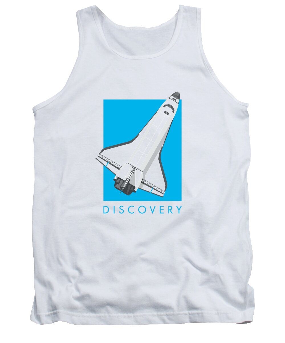 Poster Tank Top featuring the digital art Space Shuttle Spacecraft - Cyan by Organic Synthesis