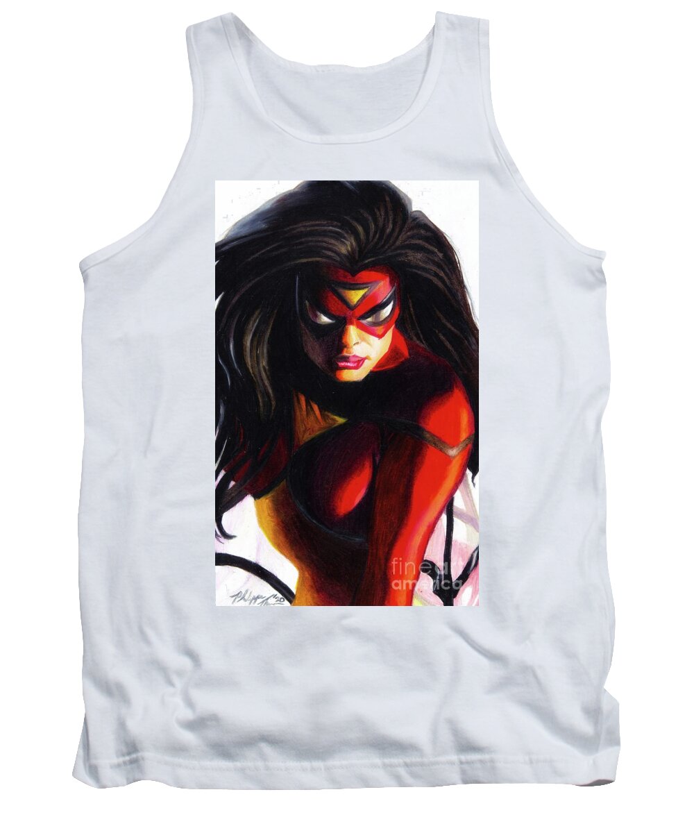 Alex Ross Tank Top featuring the drawing Spider-Woman Timeless by Philippe Thomas