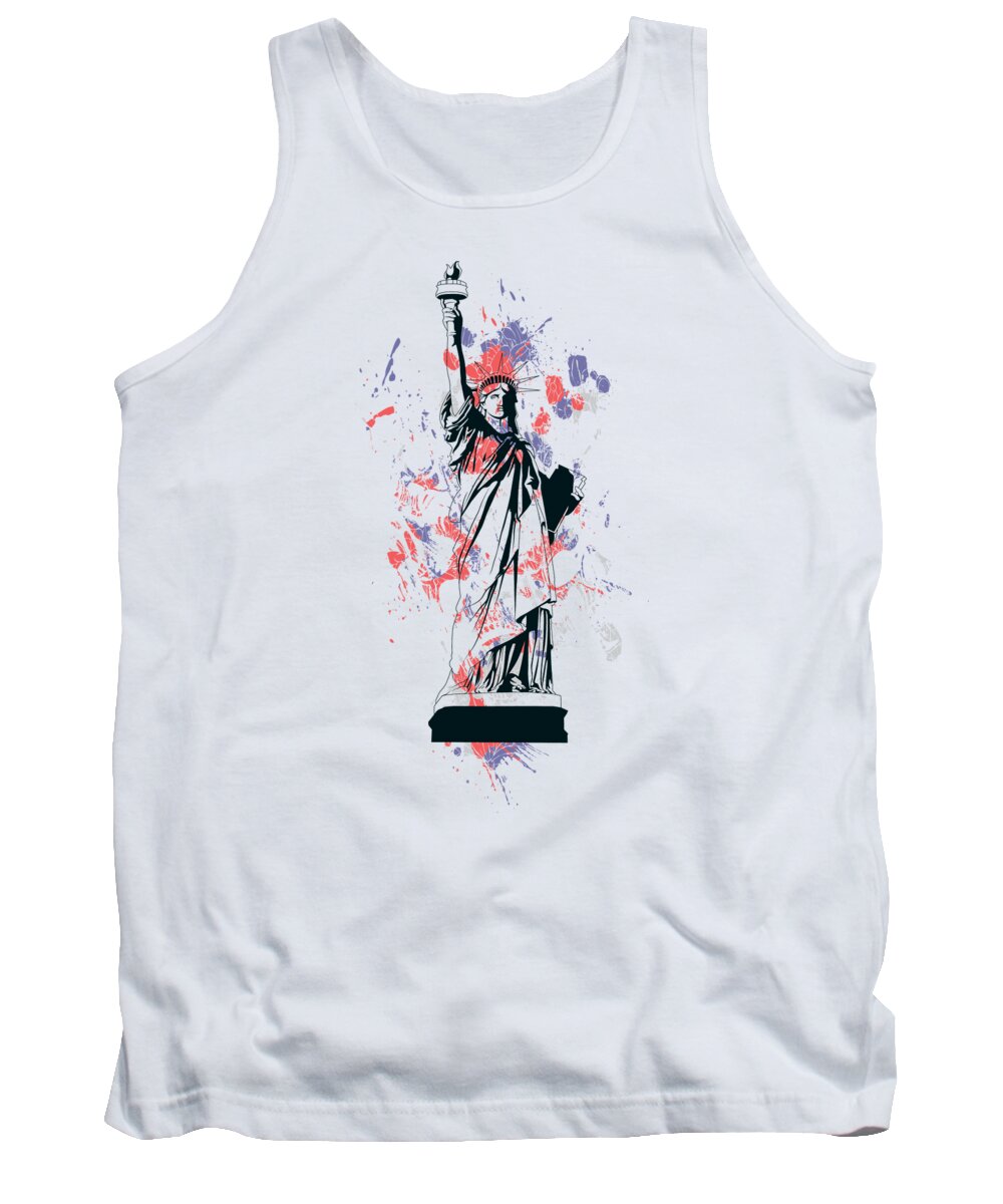 Military Tank Top featuring the digital art Statue of Liberty by Jacob Zelazny