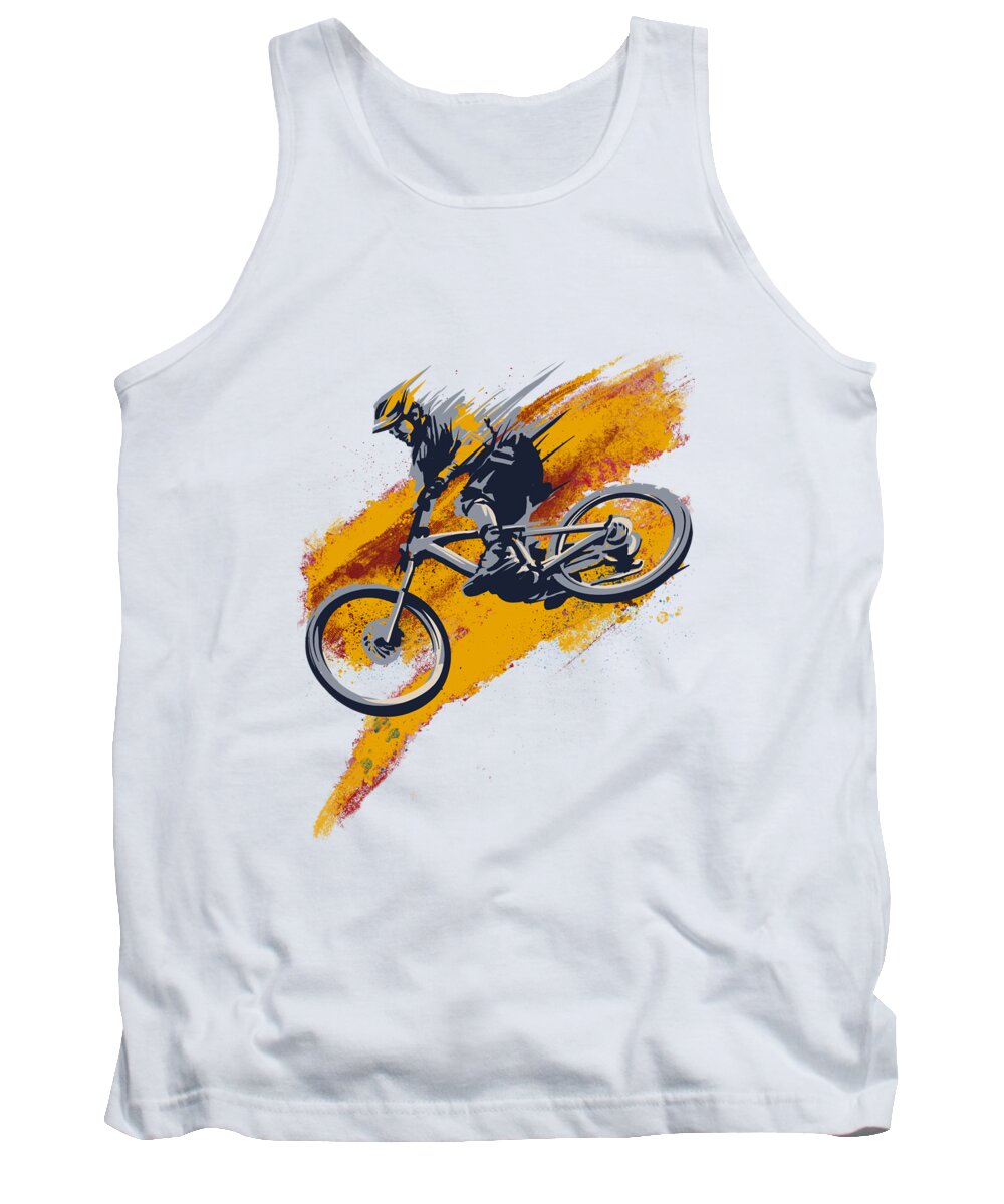 Mountain Bike Art Tank Top featuring the painting Stay Wild Mtb by Sassan Filsoof