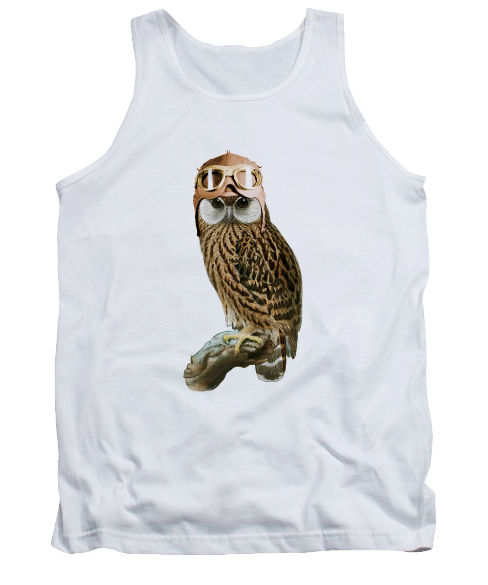 Steampunk Tank Top featuring the digital art Steampunk Owl by Madame Memento