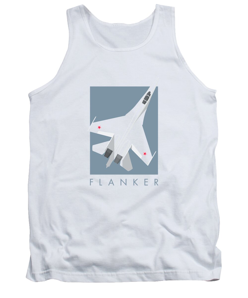 Jet Tank Top featuring the photograph Su-27 Flanker Fighter Jet Aircraft - Slate by Organic Synthesis
