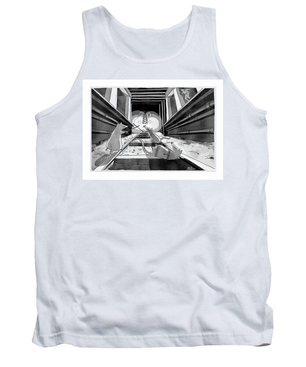 Captionless Tank Top featuring the drawing Subway Rats by Sofia Warren