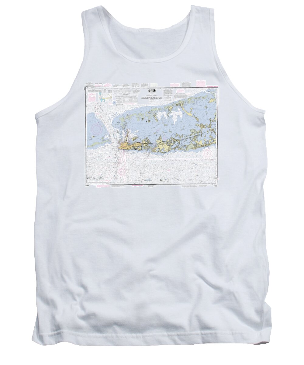 Sugarloaf Key To Key West Tank Top featuring the digital art Sugarloaf Key to Key West, NOAA Chart 11446 by Nautical Chartworks