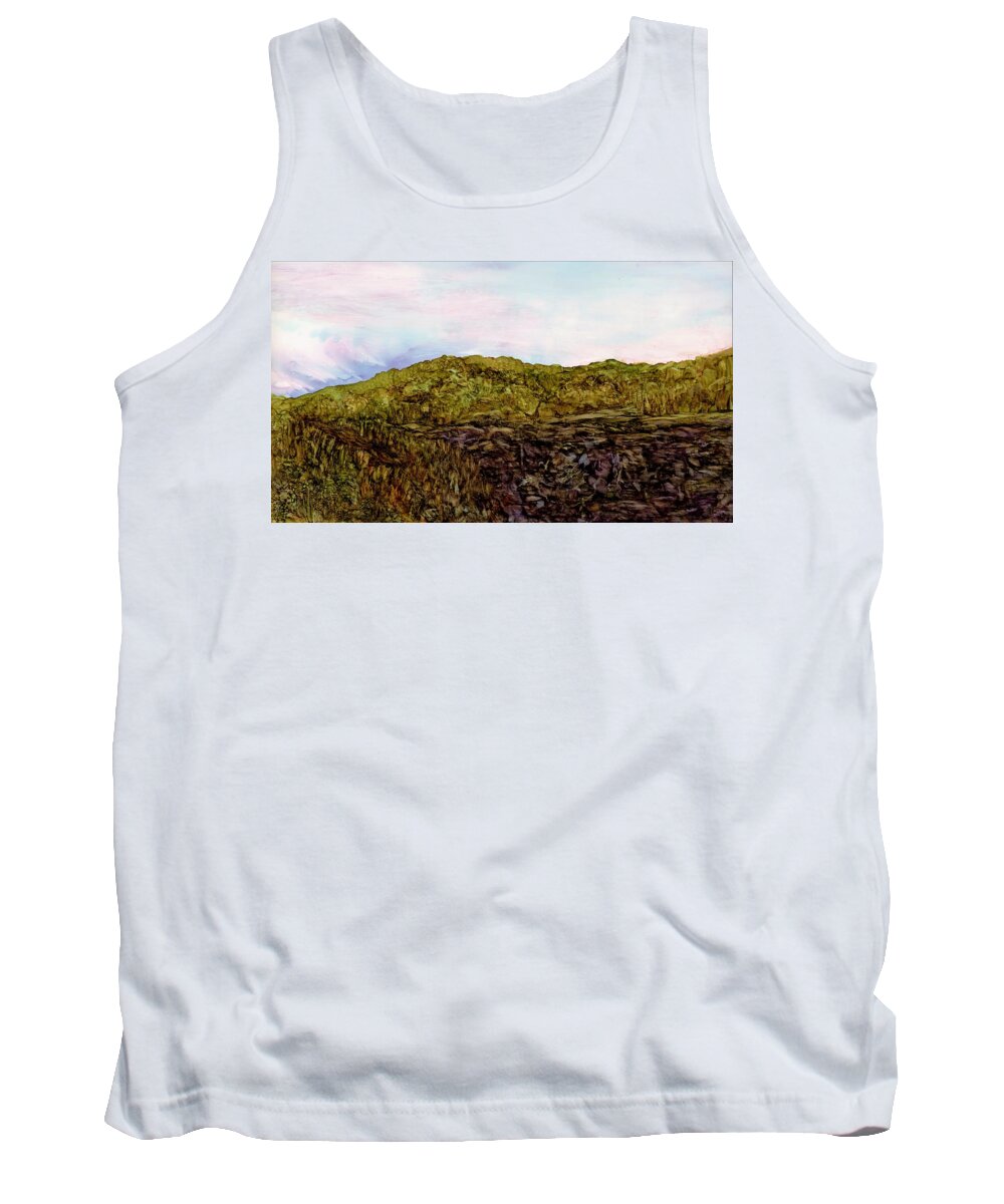 Gorge Tank Top featuring the painting Summer in Wild Rivers by Angela Marinari