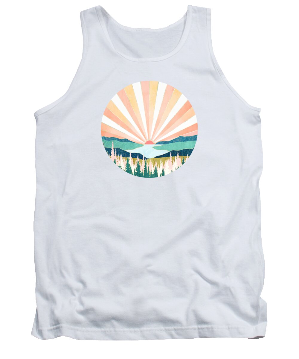 Summer Tank Top featuring the digital art Summer Sunset by Spacefrog Designs