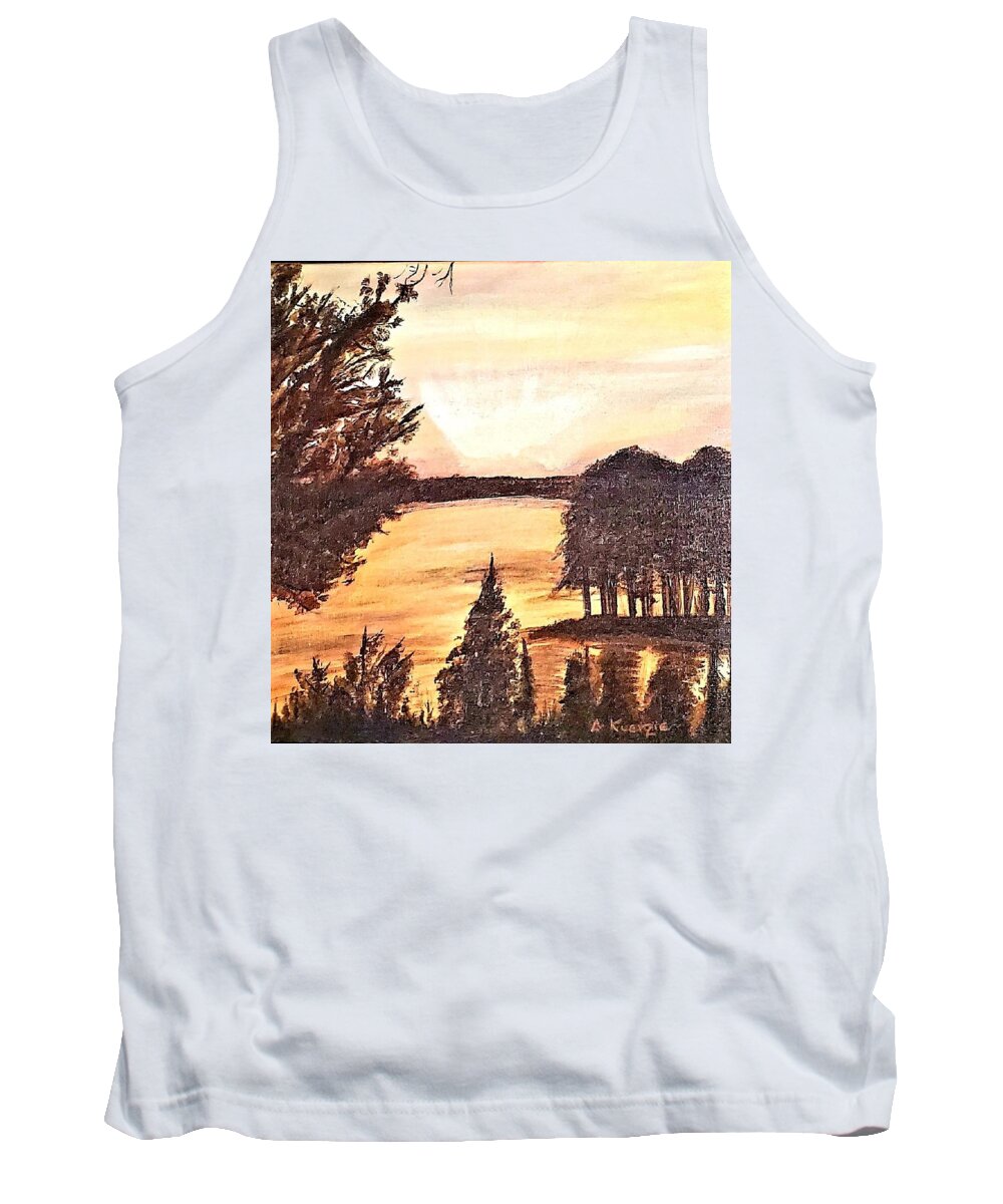 Nature Tank Top featuring the painting Sunset at Buffalo Creek by Amy Kuenzie