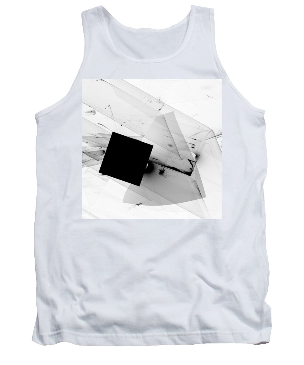 Abstract Expressionism #abstract Art #imagination#creativity#suprematism#black Square#contemporary Art #unique Design #handmade Art #black And White Tank Top featuring the digital art Suprematic Square /Abstract Illustration by Aleksandrs Drozdovs