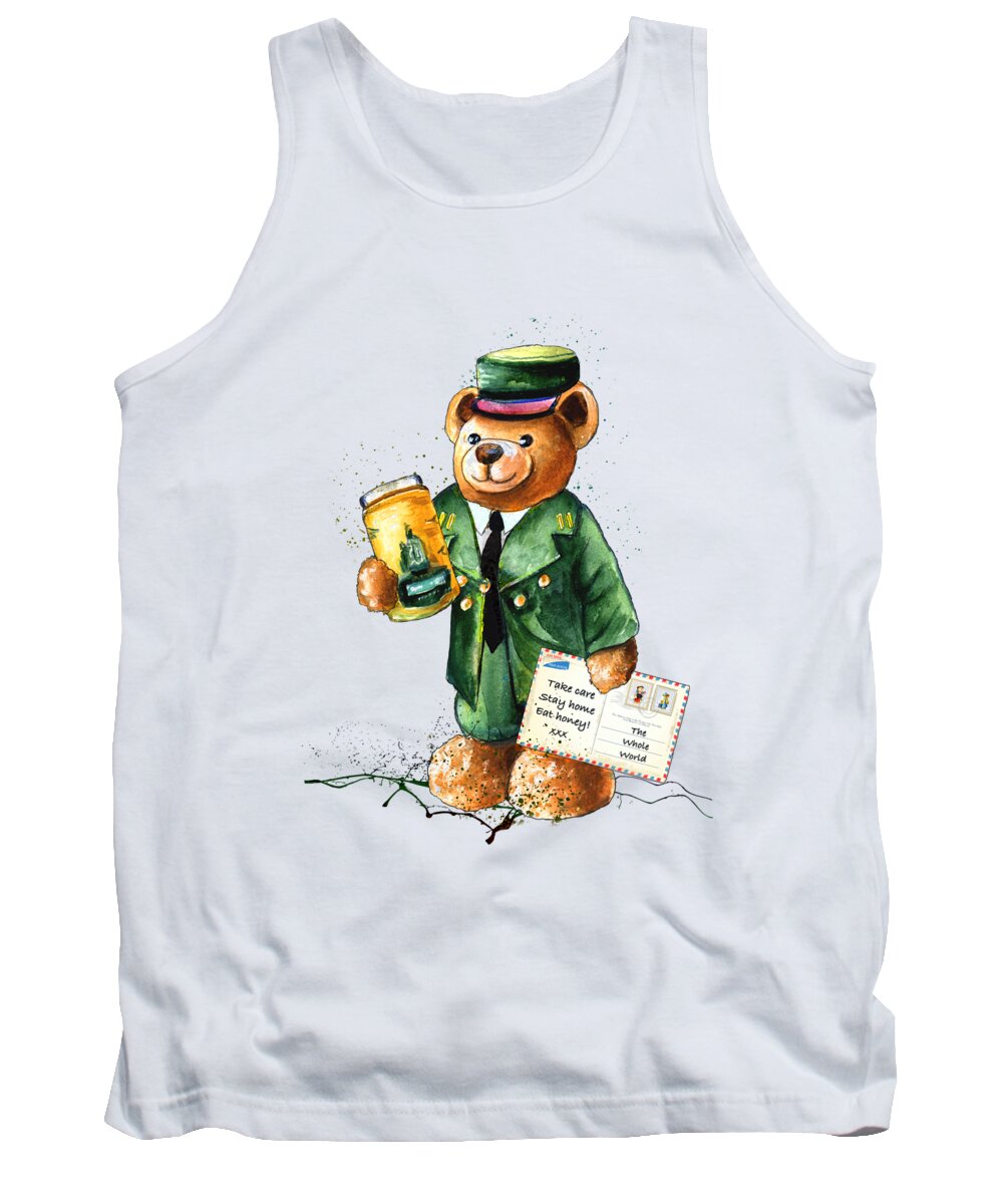 Bear Tank Top featuring the painting Take Care Stay Home Eat Honey by Miki De Goodaboom