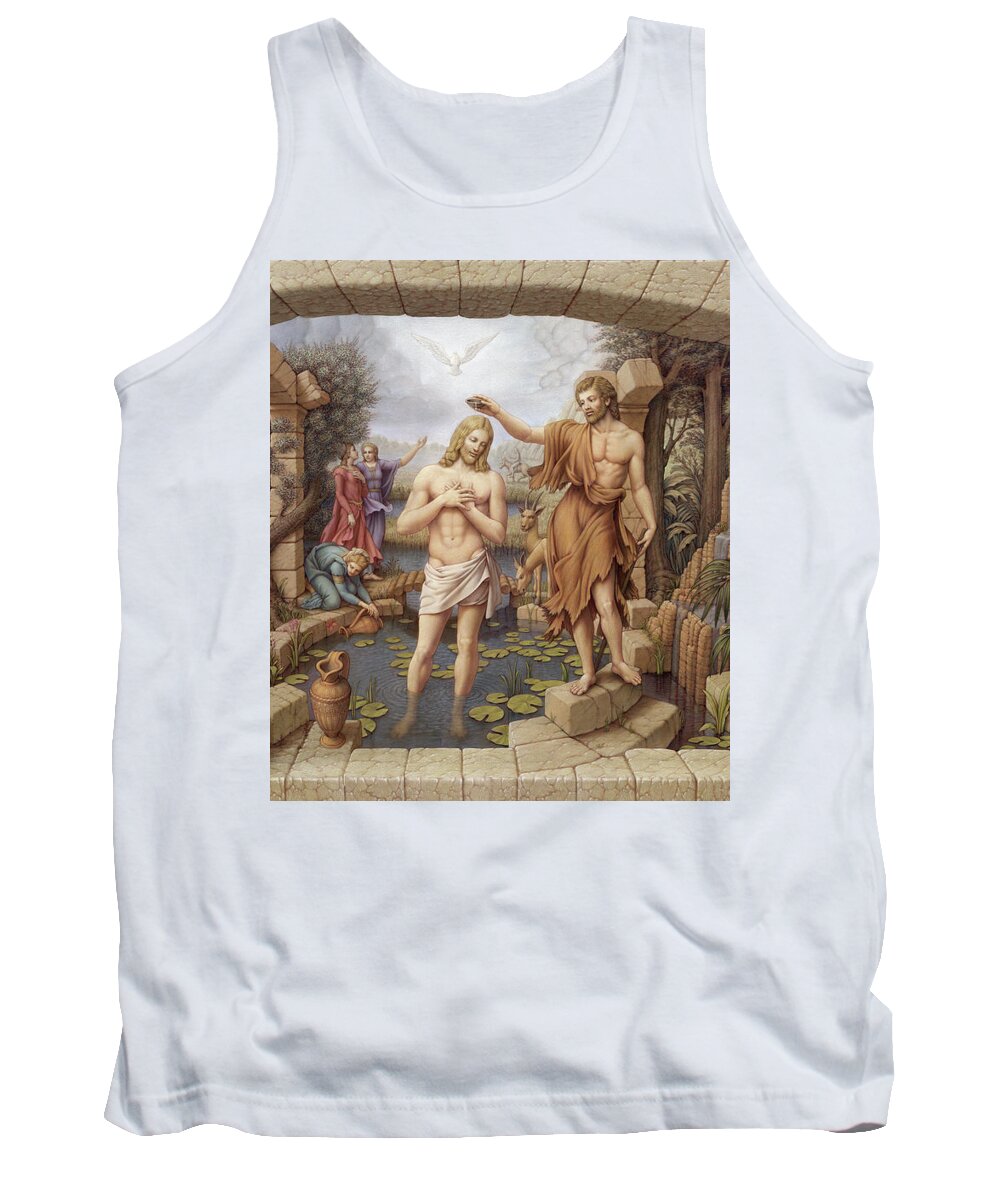 Christian Art Tank Top featuring the painting The Baptism of Christ by Kurt Wenner