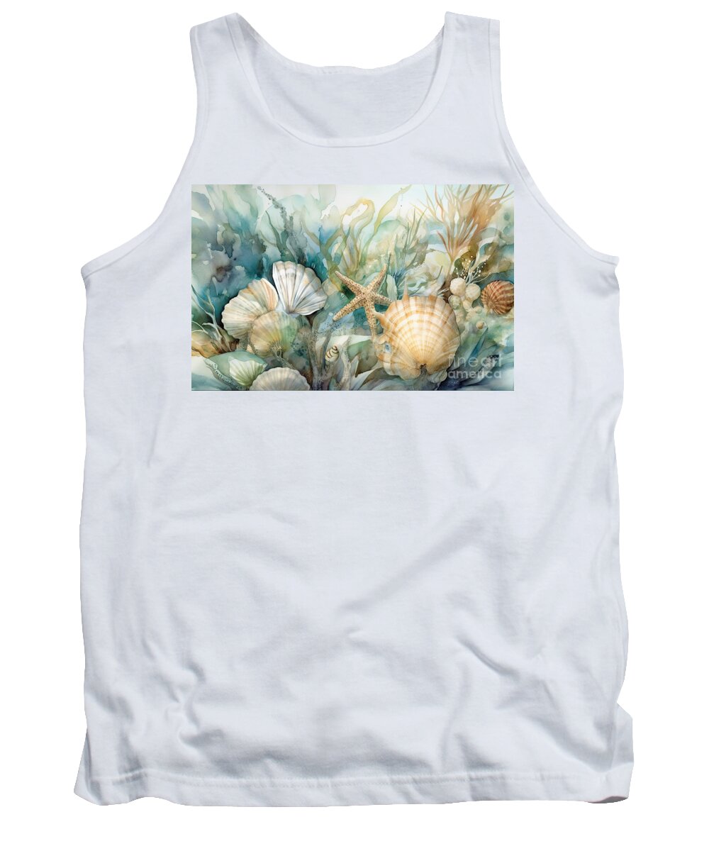 Sea Creatures Tank Top featuring the painting The Deep Blue Sea IX by Mindy Sommers