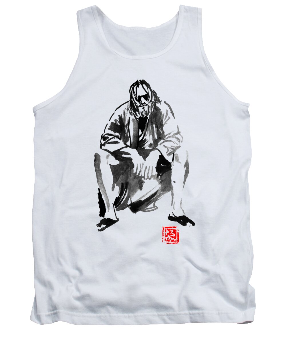 The Dude Tank Top featuring the drawing The Dude 03 by Pechane Sumie