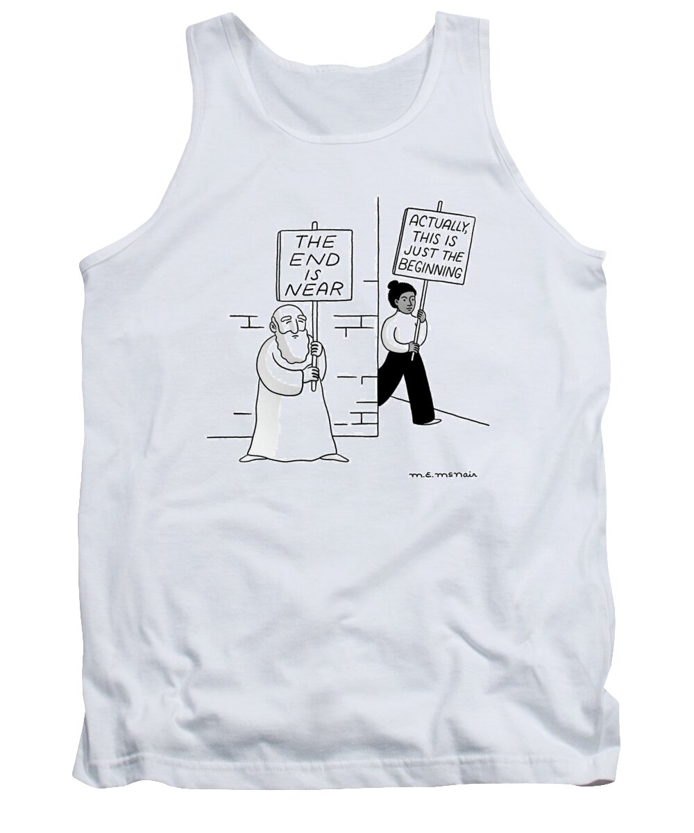 Captionless Tank Top featuring the drawing The End Is Near by Elisabeth McNair