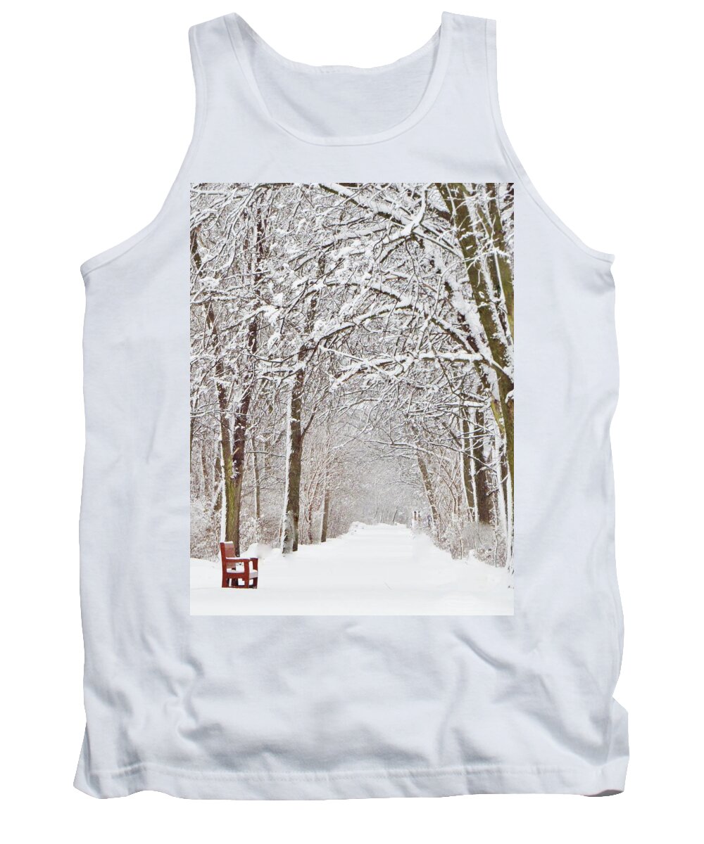 Bench Tank Top featuring the photograph The Red Bench by Lori Frisch