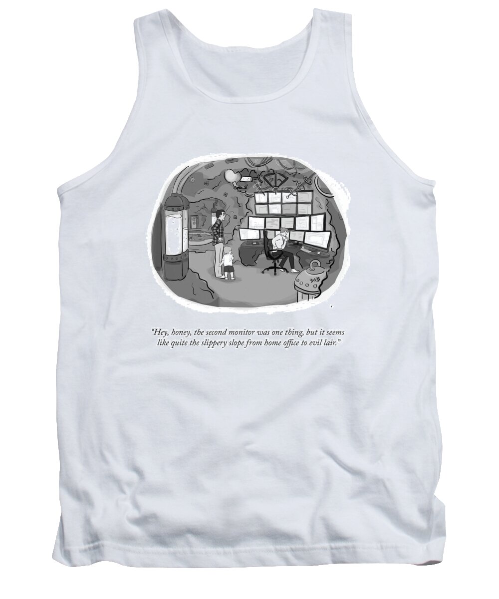 “hey Tank Top featuring the drawing The Slippery Slope by Brooke Bourgeois