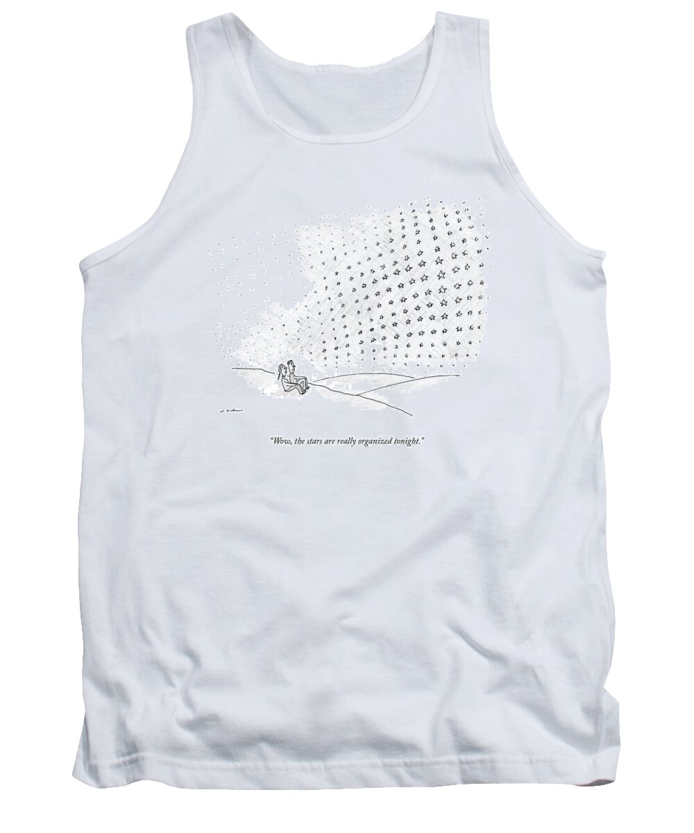 A23873 Tank Top featuring the drawing The Stars Are Really Organized Tonight by Michael Maslin