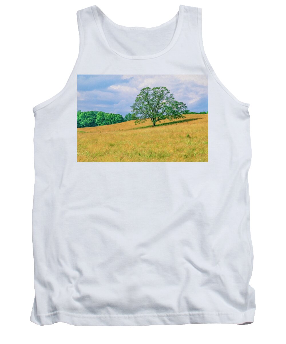 Tree Tank Top featuring the photograph The Tree on the Hill 02 OP by Jim Dollar