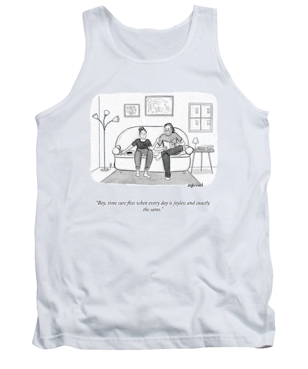 Boy Tank Top featuring the drawing Time Sure Flies by Amy Kurzweil