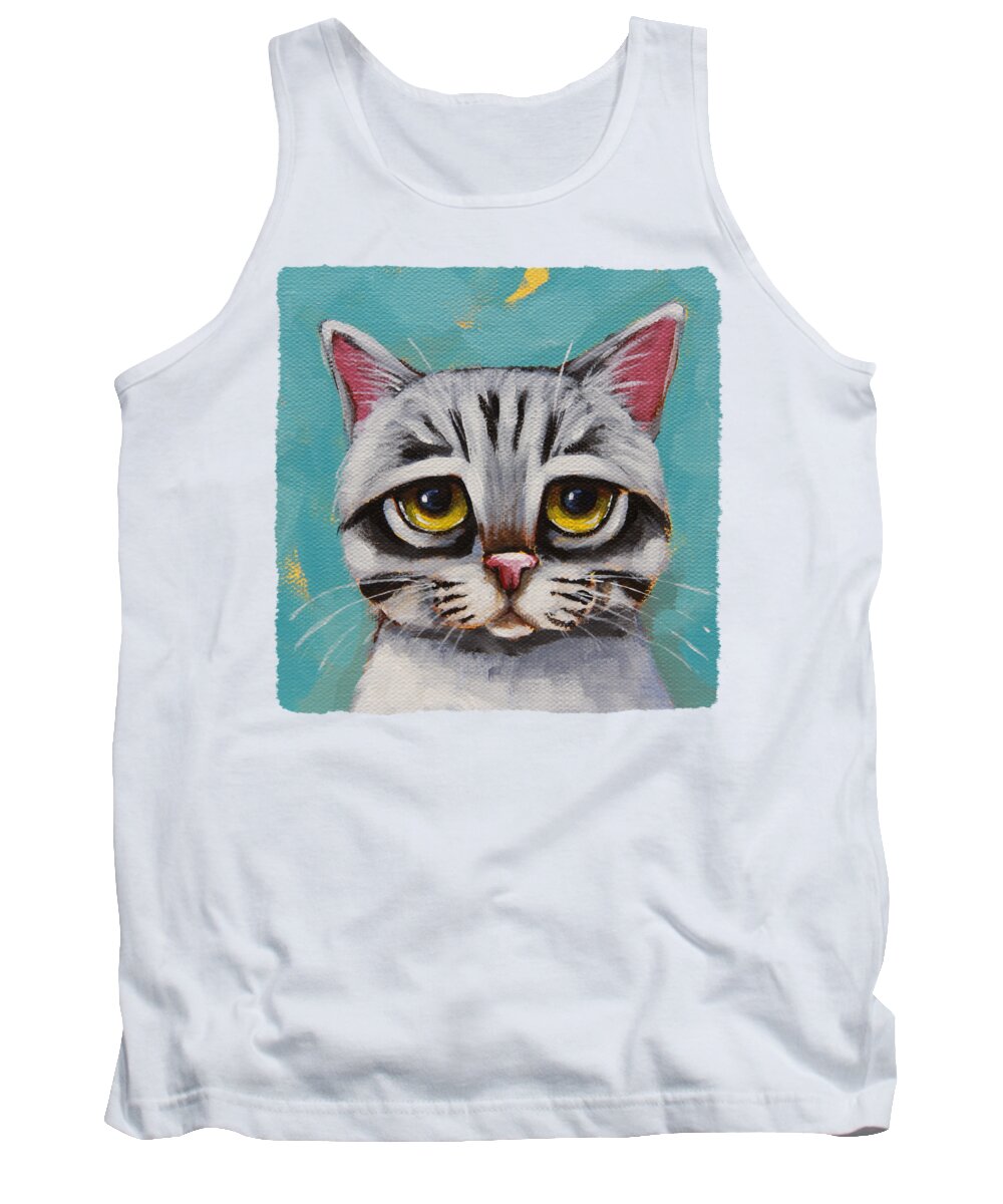 Cat Tank Top featuring the painting Tinker by Lucia Stewart