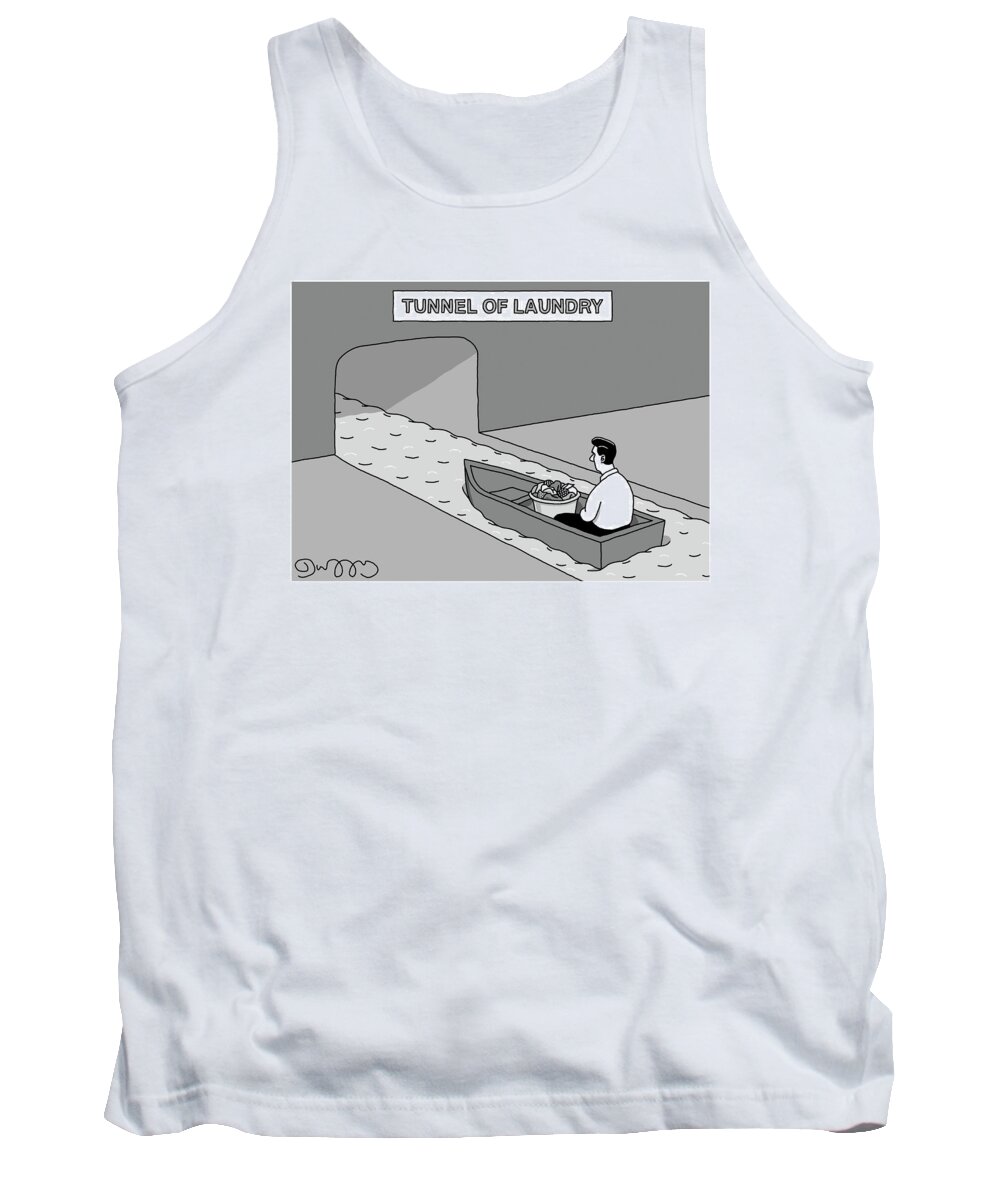 A25637 Tank Top featuring the drawing Tunnel Of Laundry by JC Duffy