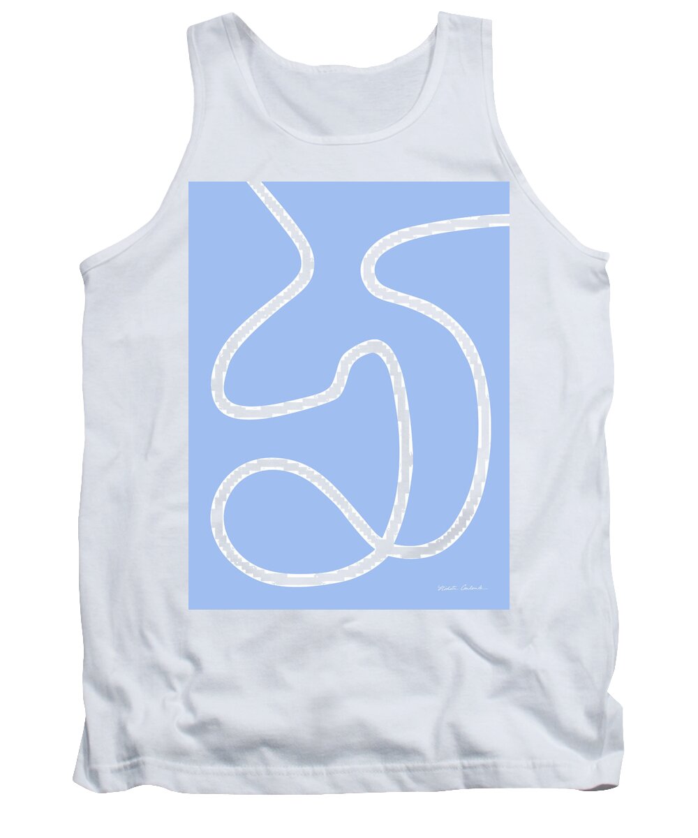 Nikita Coulombe Tank Top featuring the painting Untitled XV white line on periwinkle background by Nikita Coulombe