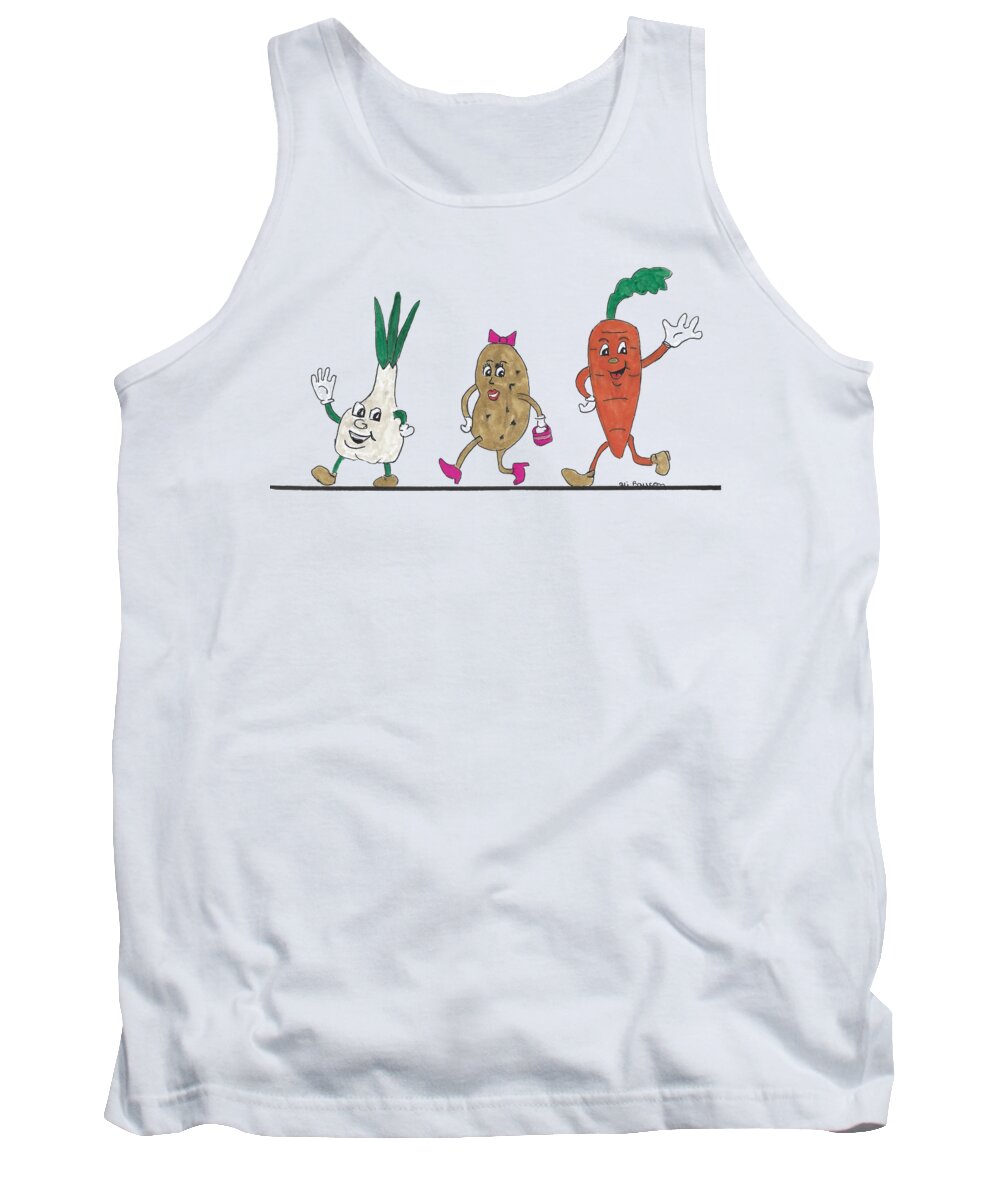 Veggies Tank Top featuring the drawing Veggie Parade by Ali Baucom