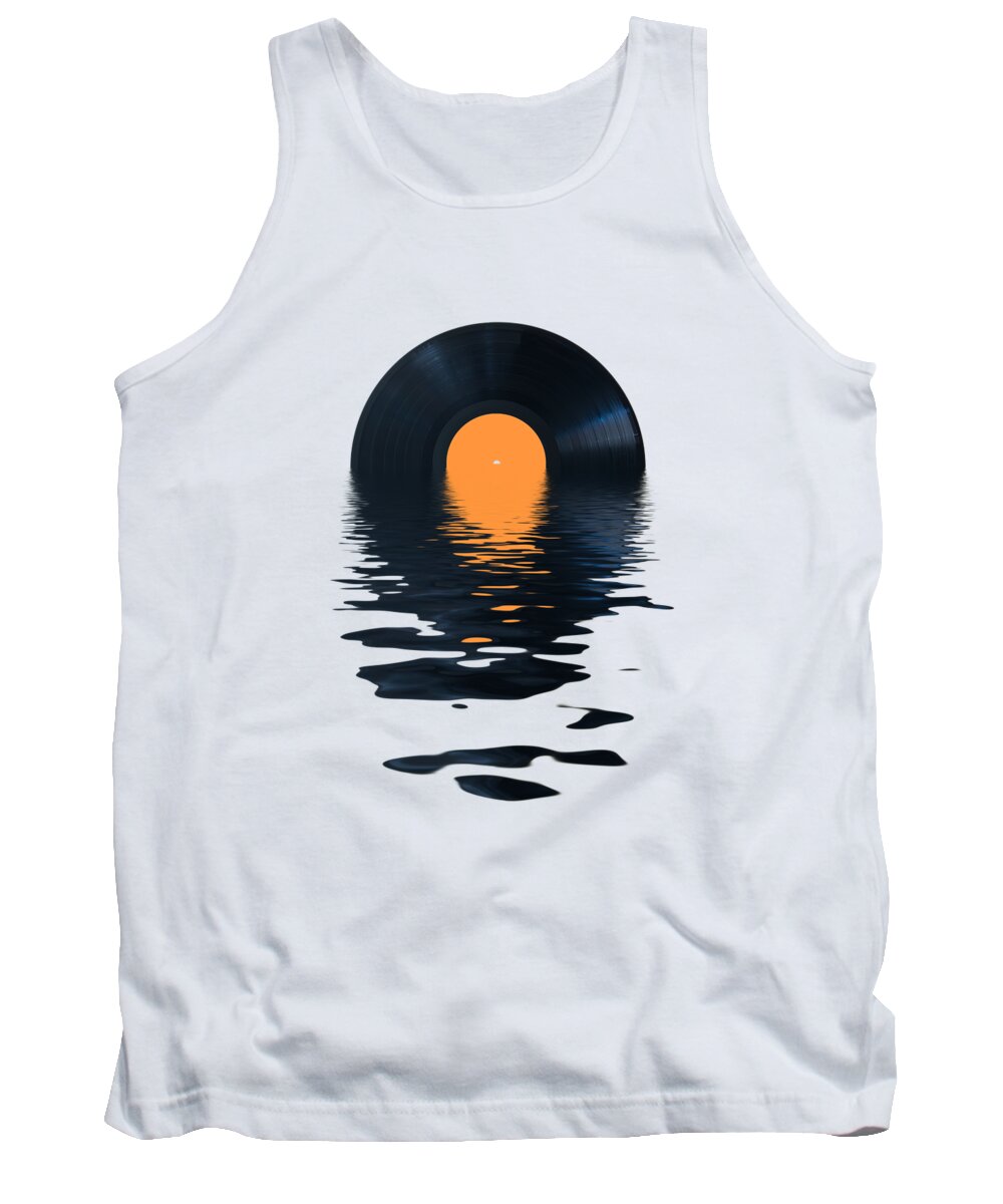 Vinyl Tank Top featuring the photograph Vinyl record sunset by Delphimages Photo Creations