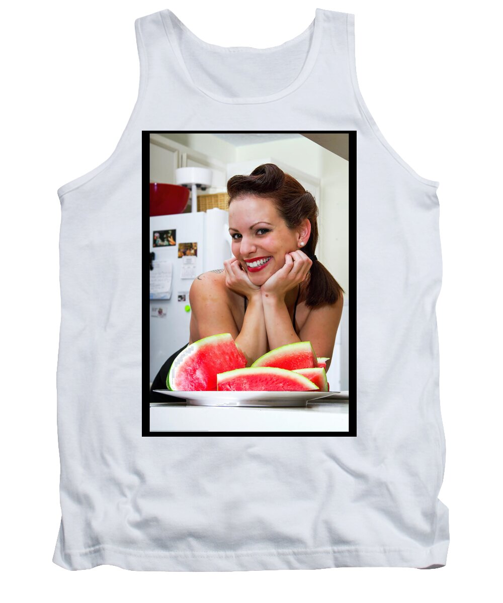 Cosplay Tank Top featuring the photograph Watermelon Pinup #3 by Christopher W Weeks