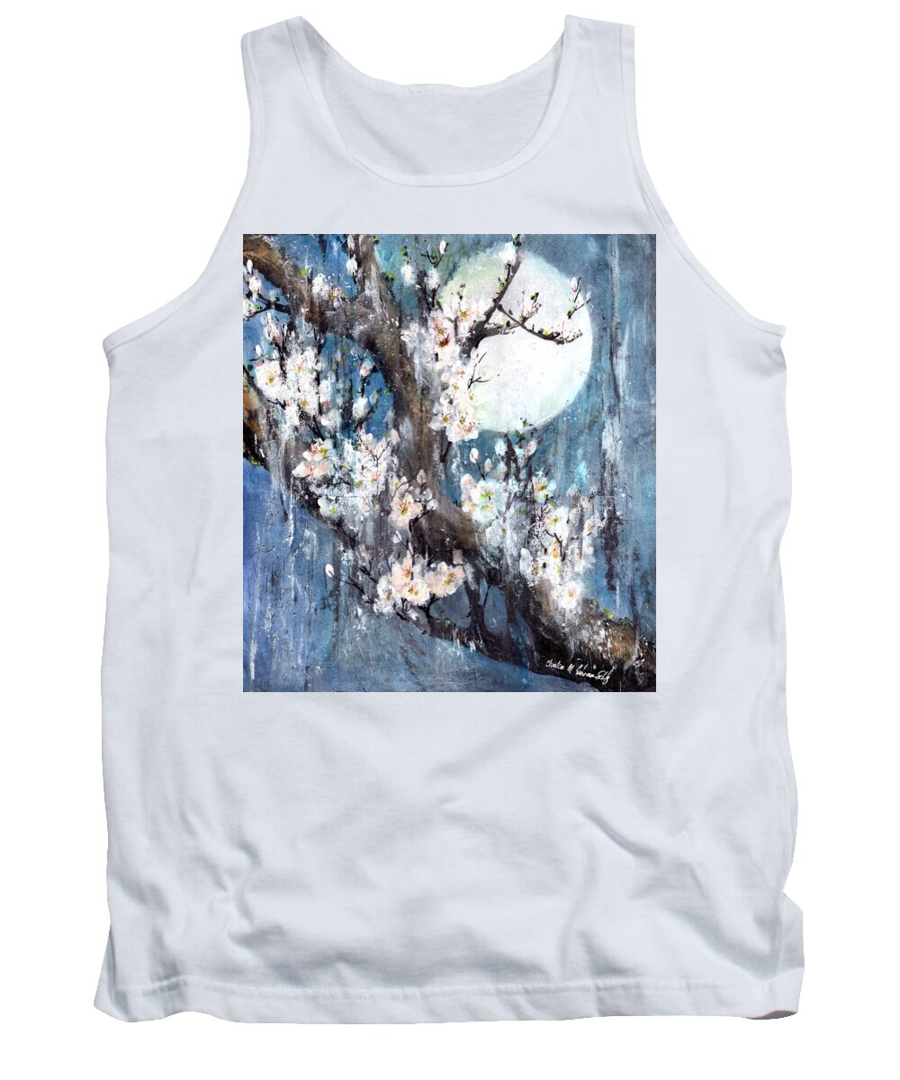 White-plum Tank Top featuring the painting White Plum by Charlene Fuhrman-Schulz