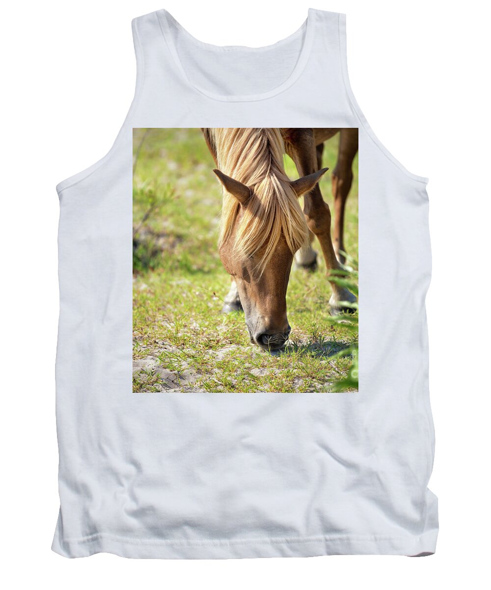 Greener Pastures Tank Top featuring the photograph Wild Horse - Flaxen Chestnut by Rehna George