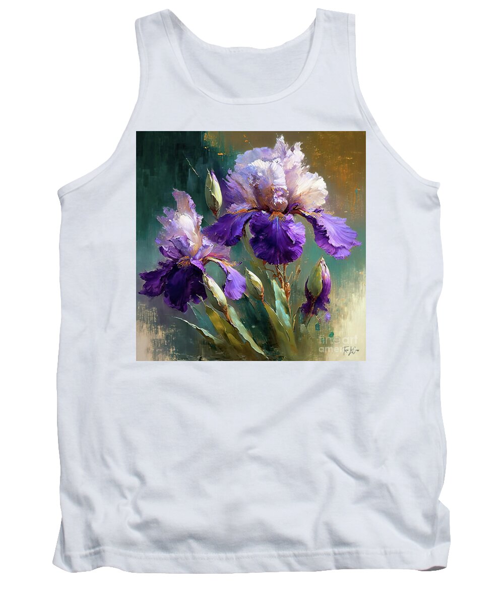 Purple Iris Tank Top featuring the painting Wild Irises by Tina LeCour