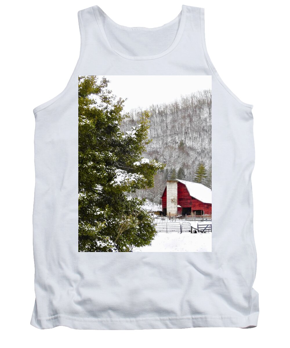 Winter Barn Tank Top featuring the photograph Winter Barn by Kathy Chism