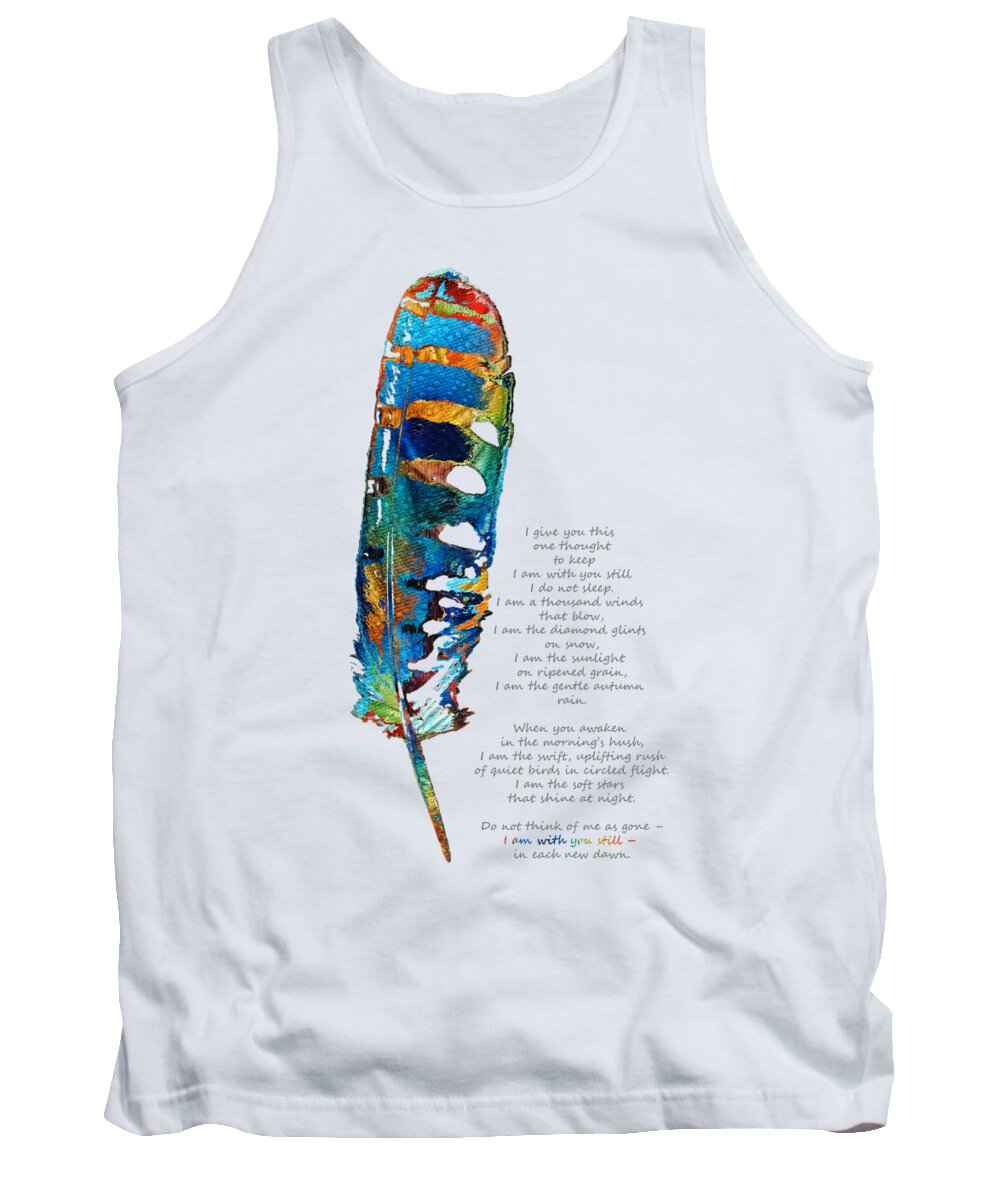 Feather Tank Top featuring the painting With You Still - Comforting Art - Sharon Cummings by Sharon Cummings