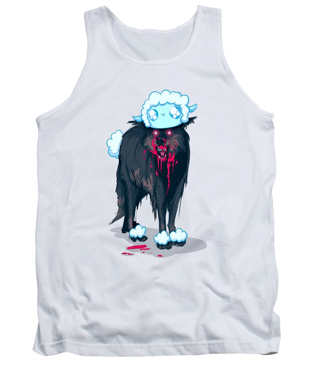 Wolf Tank Top featuring the digital art Wolf Sheep by Ludwig Van Bacon