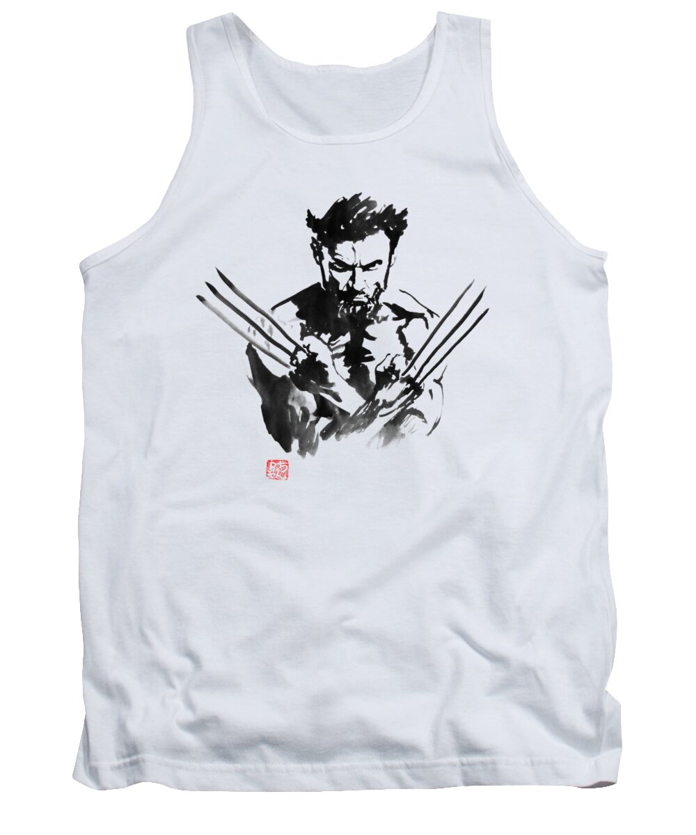 Wolverine Tank Top featuring the painting Wolverine by Pechane Sumie