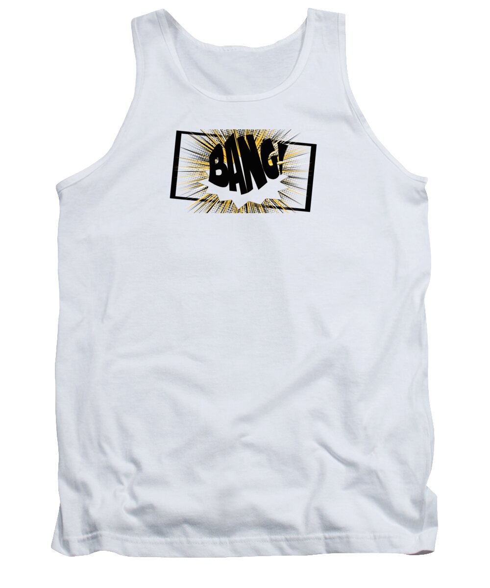 Comic Balloon Tank Top featuring the drawing Yellow Comic Bang Design by Stefano Senise