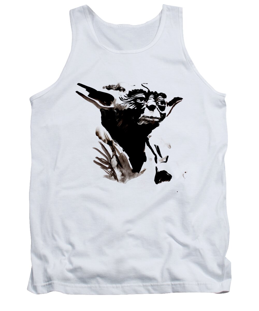 Yoda Tank Top featuring the painting Yoda 02 by Pechane Sumie